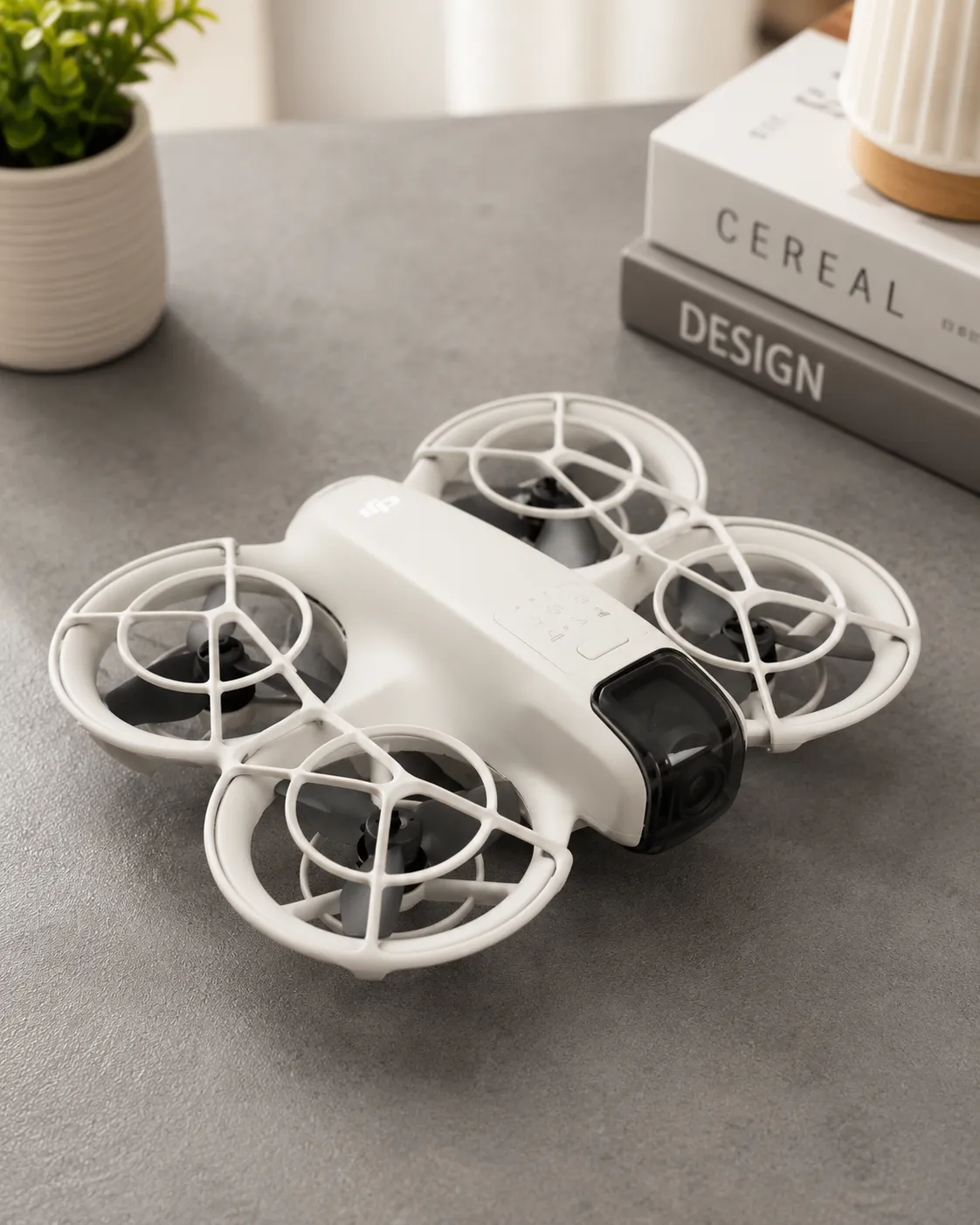 Compact White Desk Drone